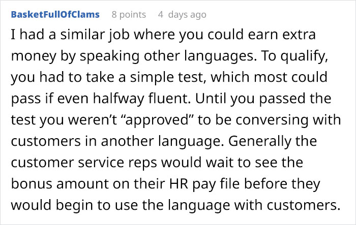 Employee Doesn&rsquo;t Get The Bonus Promised For A Foreign Language, Refuses To Use It When It&rsquo;s Needed The Most