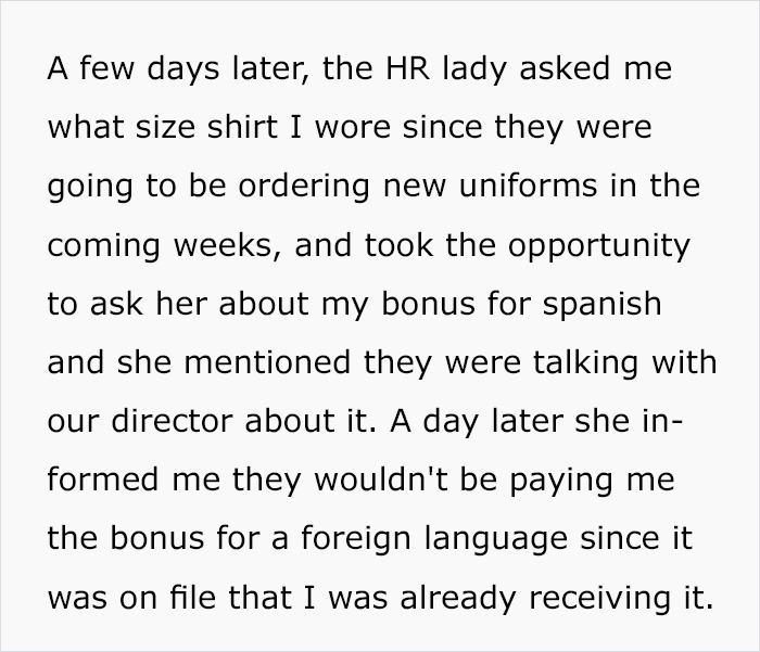 Employee Doesn&rsquo;t Get The Bonus Promised For A Foreign Language, Refuses To Use It When It&rsquo;s Needed The Most