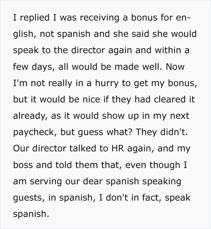 Employee Doesn&rsquo;t Get The Bonus Promised For A Foreign Language, Refuses To Use It When It&rsquo;s Needed The Most