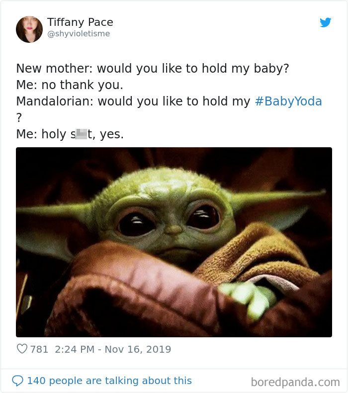 Baby Yoda meme featuring a conversation about holding Grogu in a humorous context.