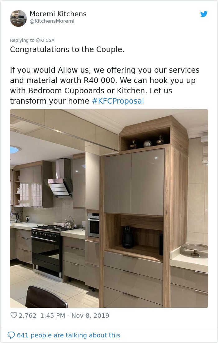 Twitter KitchensMoremi user reacting to KFC proposal story Twitter KitchensMoremi user reacting to KFC proposal story