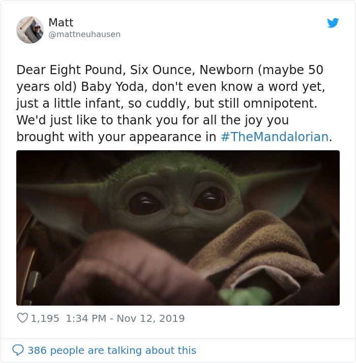 50-Year-Old Baby Version Of "Yoda" Appeared In 'The Mandalorian' Episode, And People Can't Handle The Cuteness 50-Year-Old Baby Version Of "Yoda" Appeared In 'The Mandalorian' Episode, And People Can't Handle The Cuteness