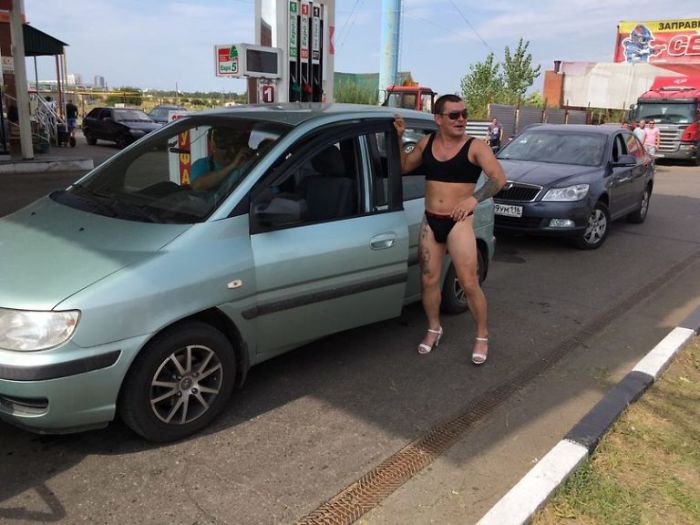 Russian Gas Station Offers Free Fuel For Anyone In A Bikini, Doesn’t Expect Guys Would Dress Down, Too Russian Gas Station Offers Free Fuel For Anyone In A Bikini, Doesn’t Expect Guys Would Dress Down, Too
