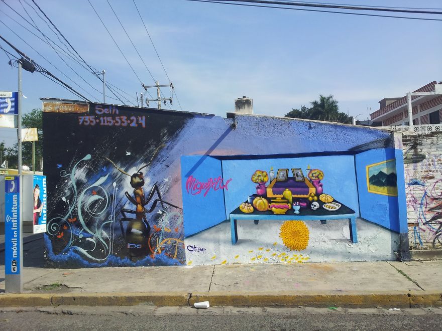 Ant And Offering Of The Mexican Fiesta Of The Dead