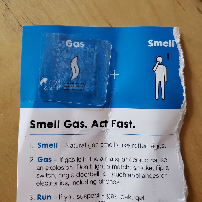 Smelled Gas, Very Strong. Couldn't Locate. Called Emergency Number. Showed Up. Turned Out To Be A Safety Flyer In My Recyling That Had A Gas Smell "Sample" On It