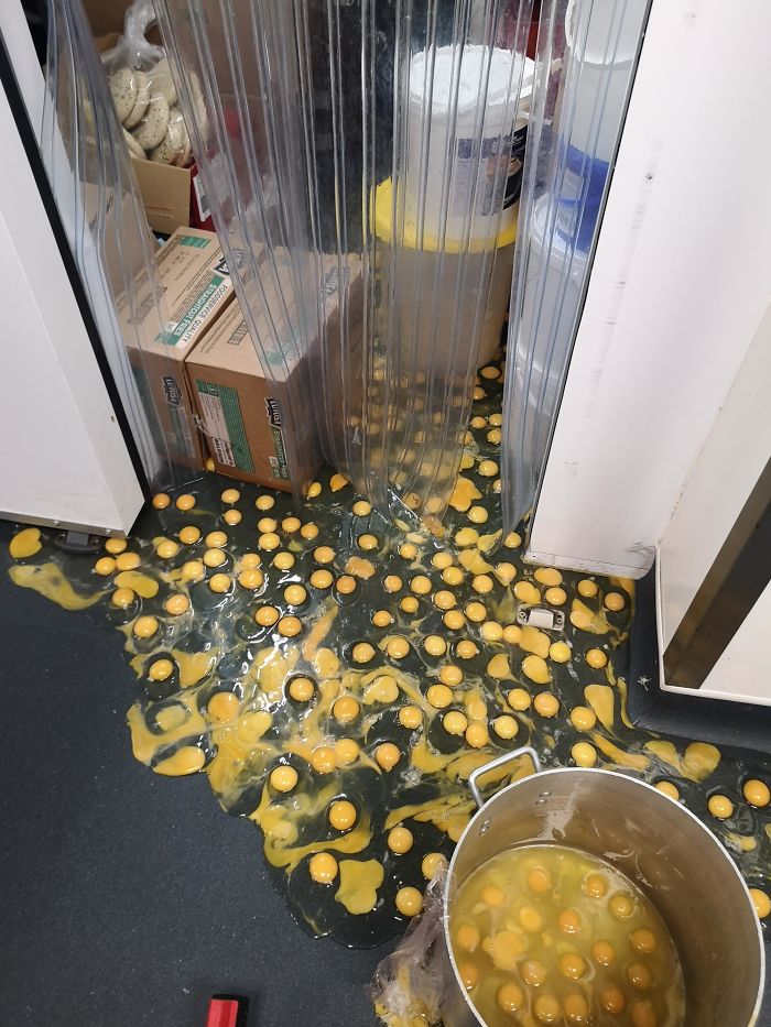 300 Eggs Down Ten Minutes Before The End Of My Shift. Eggscelent