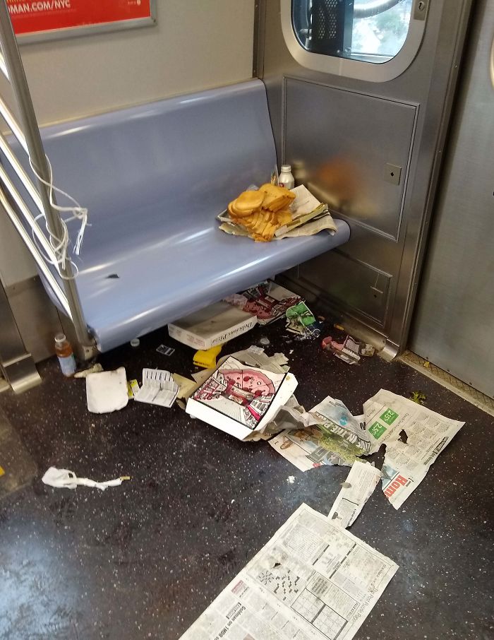 Trash Left On A Train In New York City