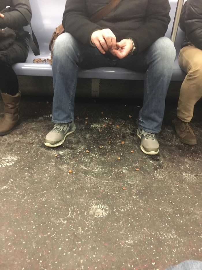 This Slob Who Left Chestnut Shells On The Subway Seats And Floor Needs To Have His Head Put In A Toiletbowl