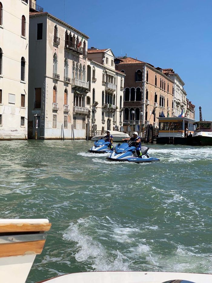 Police In Venice Move Around On Jet Skis