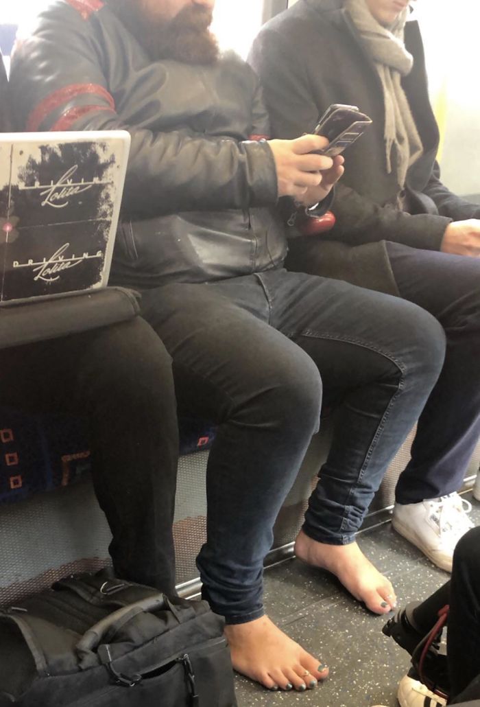 He Just Wants To Show Off His Pedicure And Toe Rings