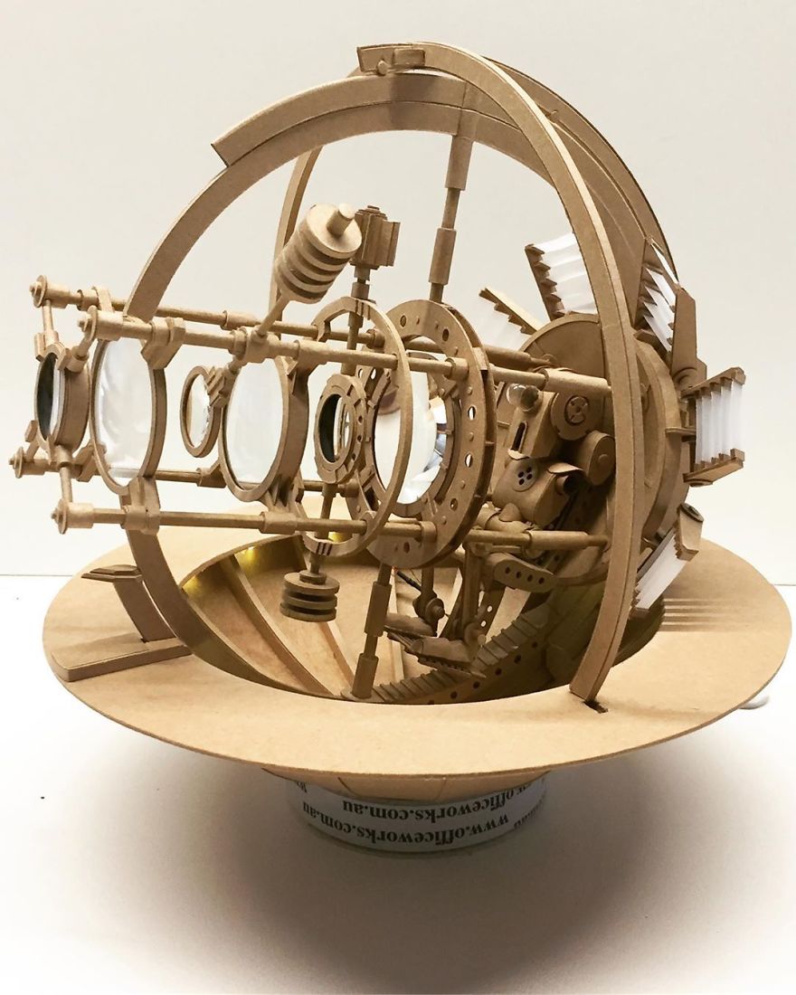 #9 - Now With An Operator. And A Few More Bits. #cardboardrobot #paperrobot #robot #robotart #telescopebot #armillarysphere