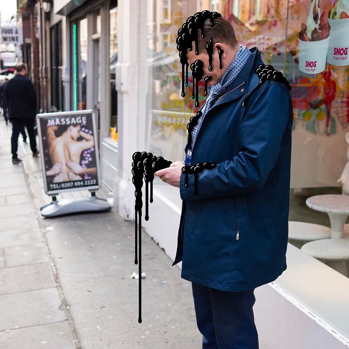 Artist Illustrates People Being Drawn Into Their Smartphones By Digital Monsters (8 Pics)