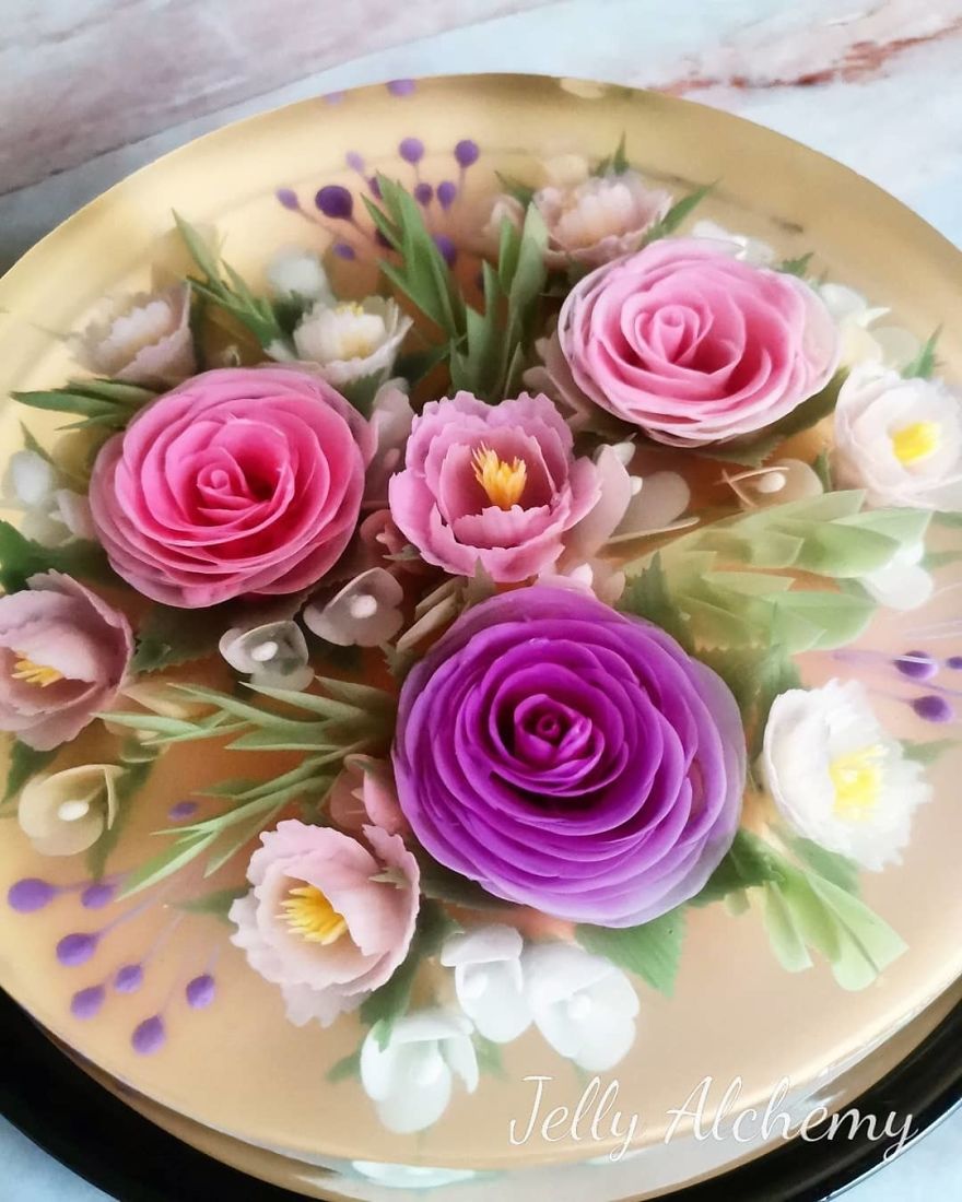 I Handcraft Realistic Floral 3D Jelly Koi Ponds, Birds And Characters.