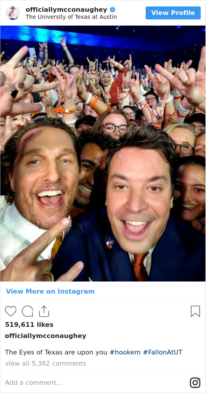 Matthew McConaughey Shares First Post On Instagram, Instantly Gets 1.6 Million Followers Matthew McConaughey Shares First Post On Instagram, Instantly Gets 1.6 Million Followers