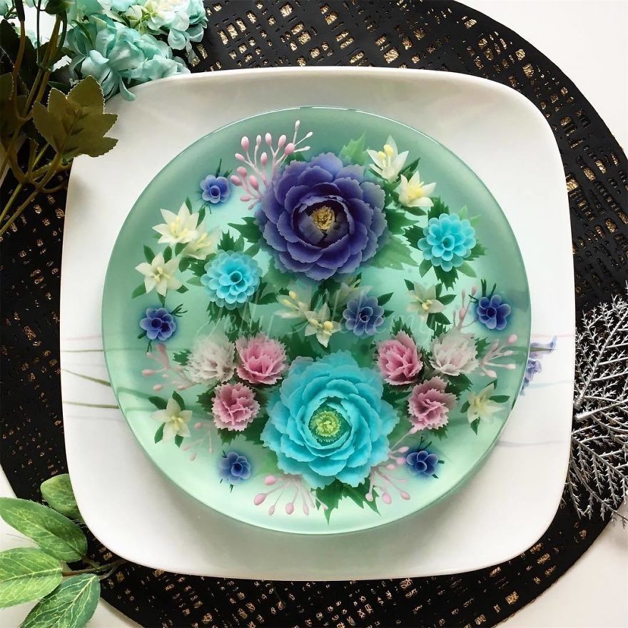 I Handcraft Realistic Floral 3D Jelly Koi Ponds, Birds And Characters.