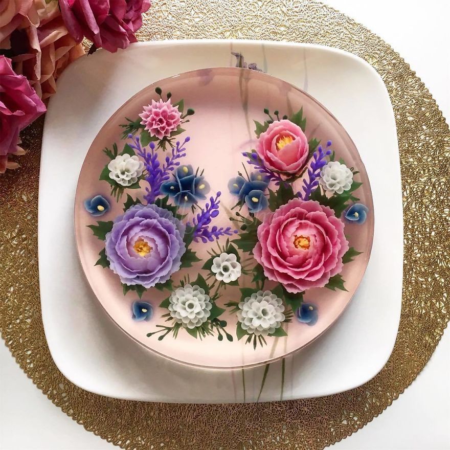 I Handcraft Realistic Floral 3D Jelly Koi Ponds, Birds And Characters.