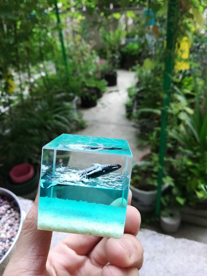 Fish Paperweight, Resin Diorama, Ocean Resin Art