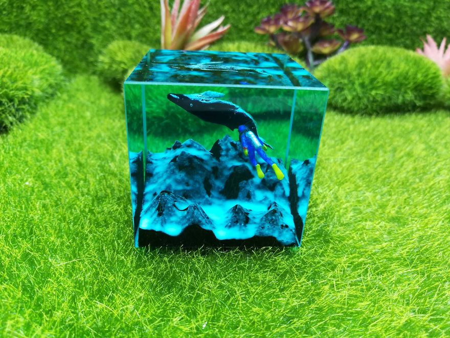 Fish Paperweight, Resin Diorama, Ocean Resin Art