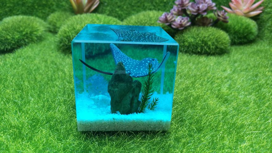 Fish Paperweight, Resin Diorama, Ocean Resin Art