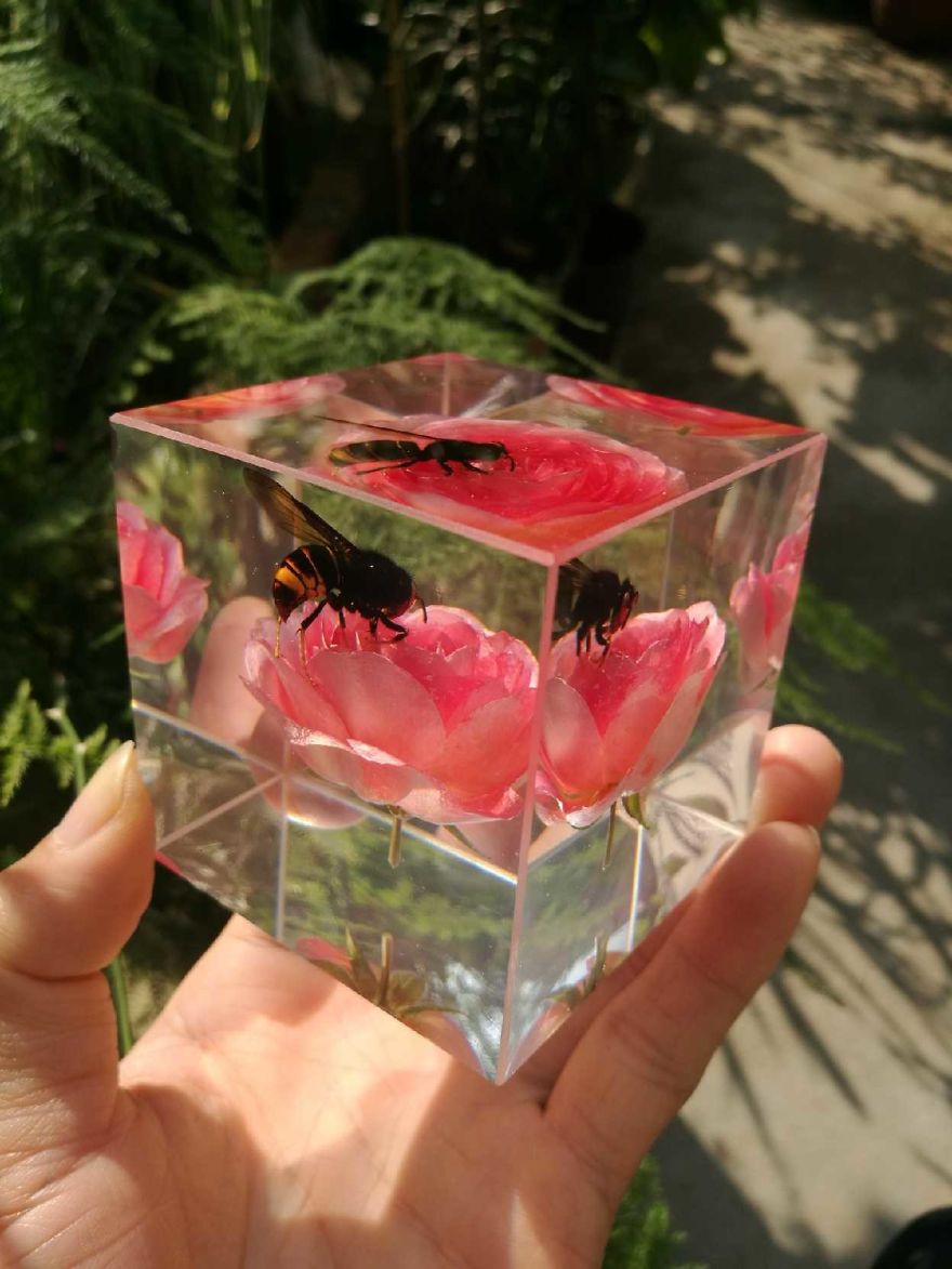 Flower Resin Art, Real Flower Paperweight