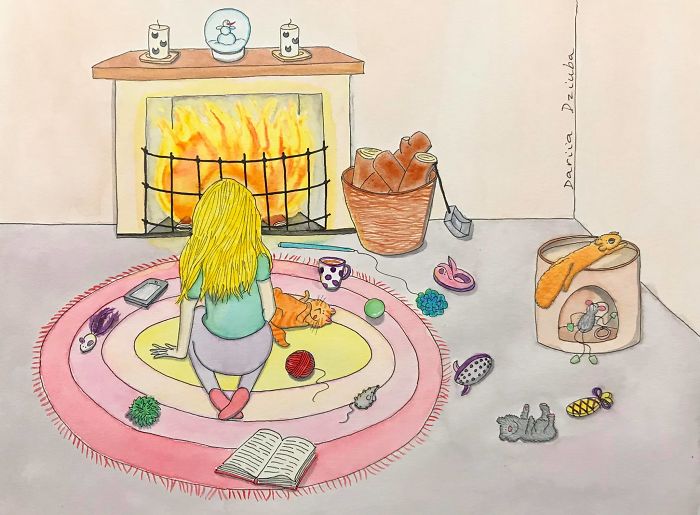 Chilling By The Fireplace