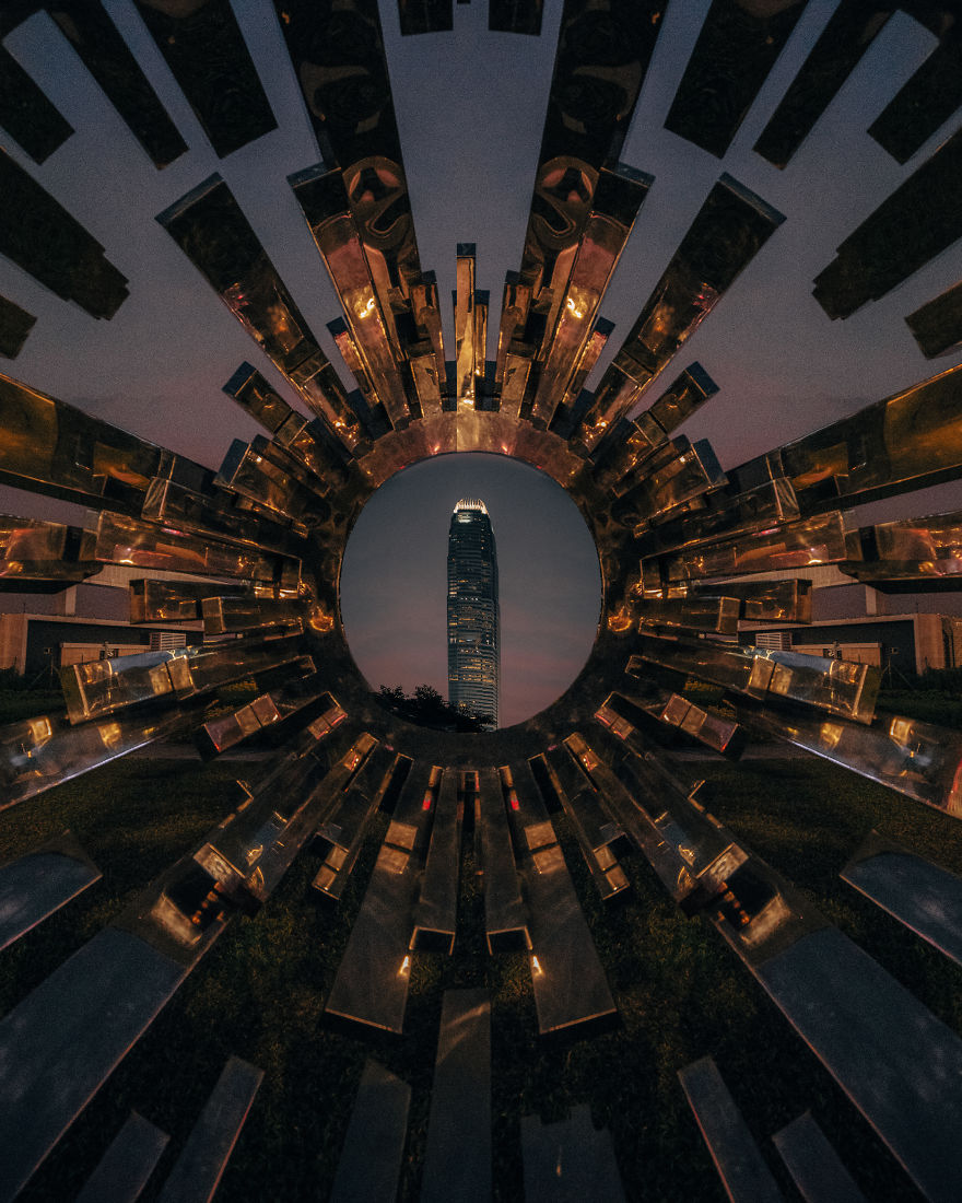 International Finance Centre Framed In A Sculpture