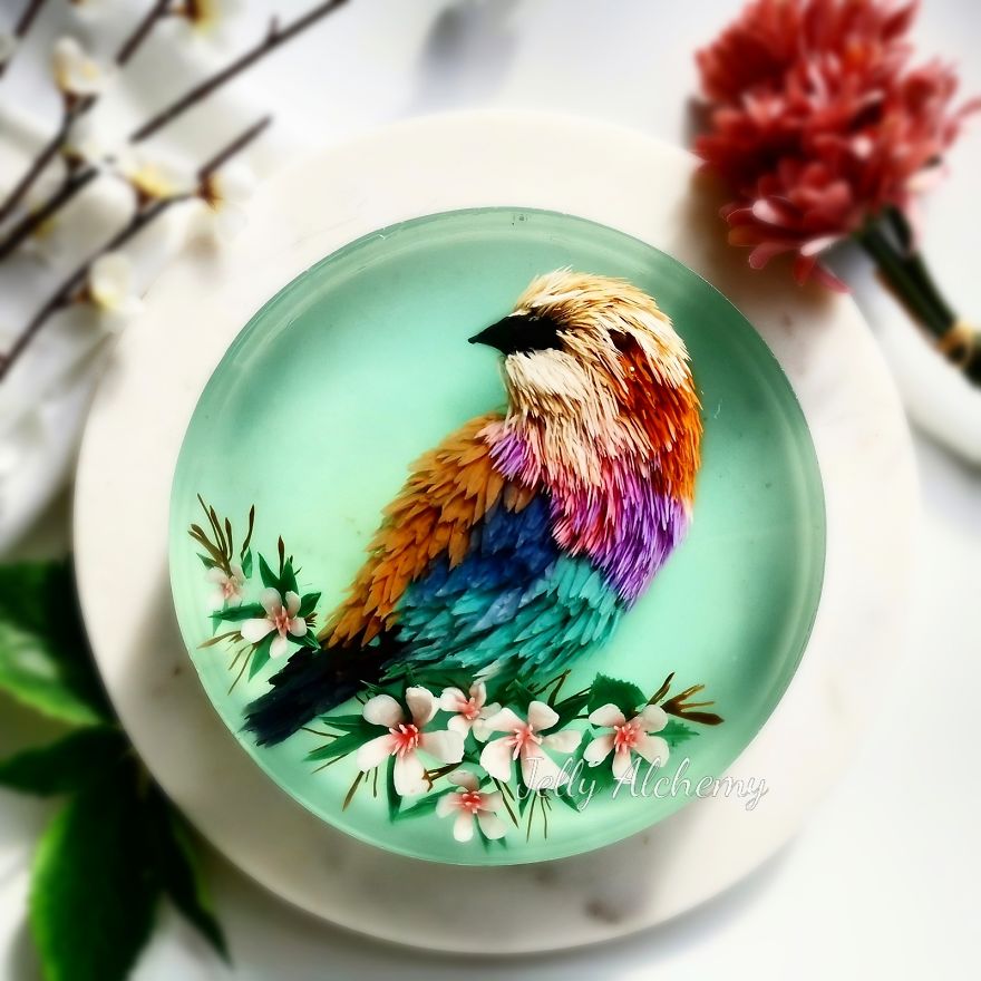 I Handcraft Realistic Floral 3D Jelly Koi Ponds, Birds And Characters.