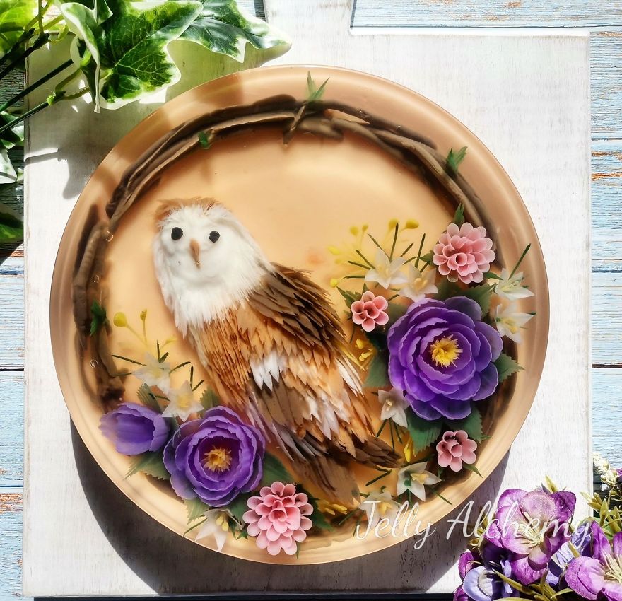 I Handcraft Realistic Floral 3D Jelly Koi Ponds, Birds And Characters.