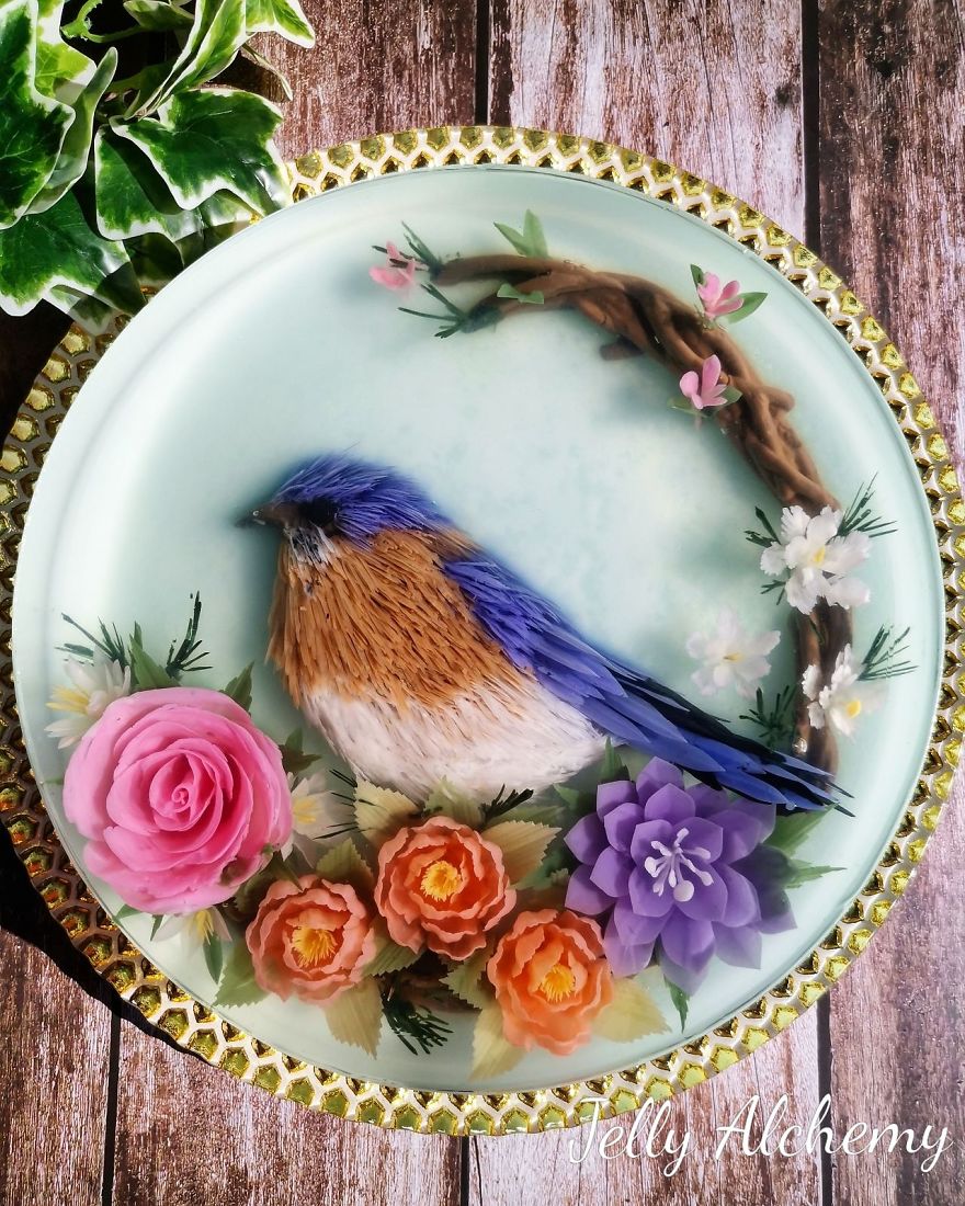 I Handcraft Realistic Floral 3D Jelly Koi Ponds, Birds And Characters.