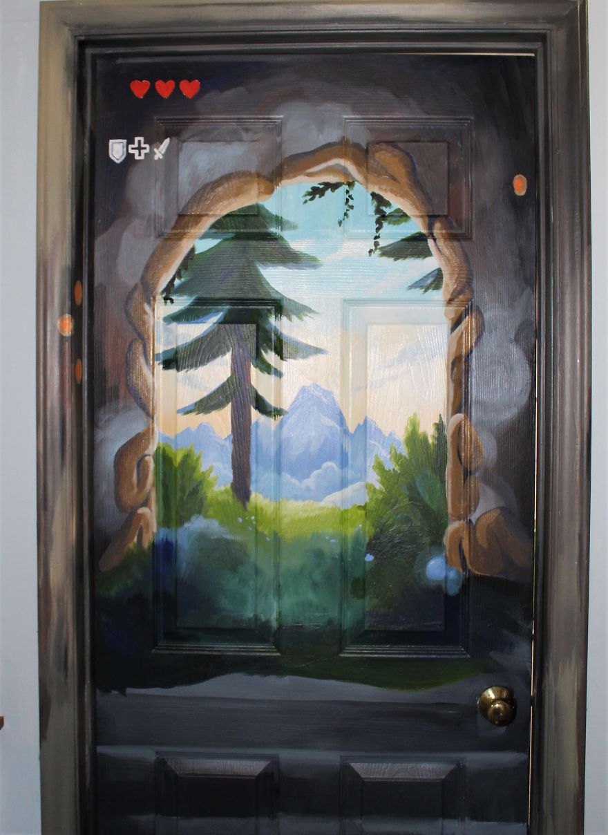 10 Pics Of My Sisters’ Bedroom After I Restyled Its Walls To Look Like Scenery From The Legend Of Zelda