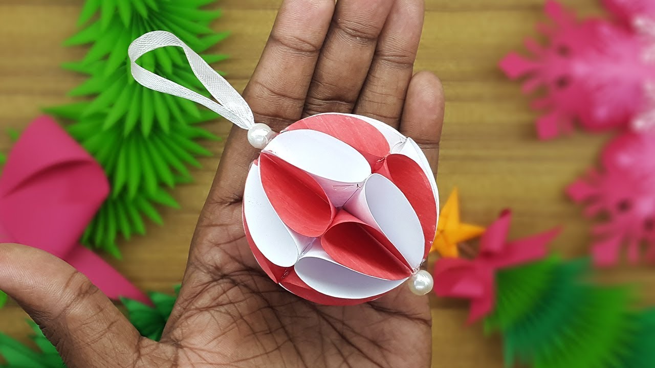 How To Make Paper Ball Ornaments For Christmas Decorations | Christmas Tree Ornaments