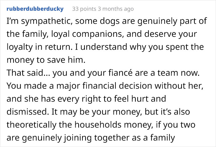 "My Fiancée Isn’t Speaking To Me After I Used 'Our' Money To Help My Dog" "My Fiancée Isn’t Speaking To Me After I Used 'Our' Money To Help My Dog"
