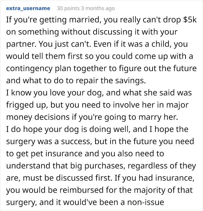 "My Fianc&eacute;e Isn&rsquo;t Speaking To Me After I Used 'Our' Money To Help My Dog"