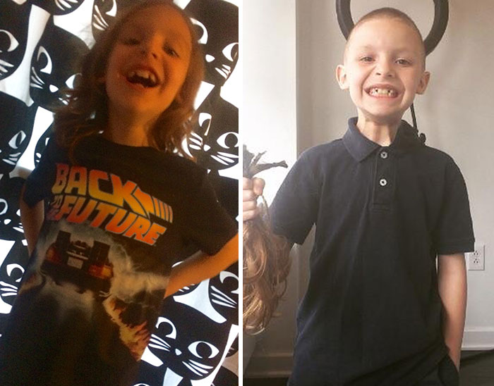 My Son Patiently Grew His Hair For 4 Years And Finally Hit The Donation Length. He Had Gorgeous Thick Hair That Will Help Make A Beautiful Wig