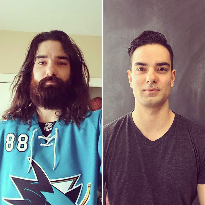 Mike Lost A Bet When His Favourite Team Lost And Donated His Hair - Luckily He Has A Pretty Good Mug Underneath All That Scruff