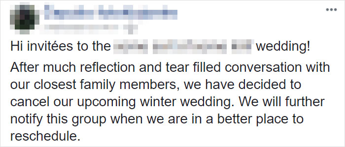 Delusional Bride Cancels Wedding, Thinks It's Okay To Spend The $30K That Guests Donated For It Delusional Bride Cancels Wedding, Thinks It's Okay To Spend The $30K That Guests Donated For It