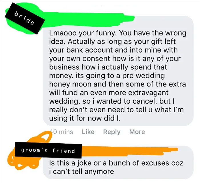 Delusional Bride Cancels Wedding, Thinks It's Okay To Spend The $30K That Guests Donated For It Delusional Bride Cancels Wedding, Thinks It's Okay To Spend The $30K That Guests Donated For It