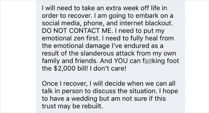 Delusional Bride Cancels Wedding, Thinks It's Okay To Spend The $30K That Guests Donated For It Delusional Bride Cancels Wedding, Thinks It's Okay To Spend The $30K That Guests Donated For It