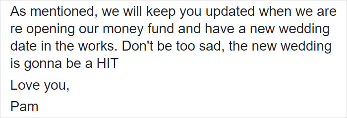 Delusional Bride Cancels Wedding, Thinks It's Okay To Spend The $30K That Guests Donated For It Delusional Bride Cancels Wedding, Thinks It's Okay To Spend The $30K That Guests Donated For It