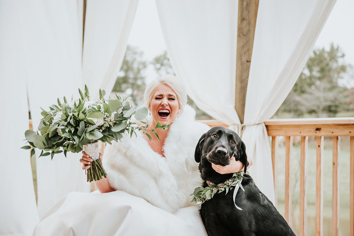 Bride's Decision To Bring Her Dog To Her 'First Look' Photoshoot Makes The Pics Go Viral Bride's Decision To Bring Her Dog To Her 'First Look' Photoshoot Makes The Pics Go Viral