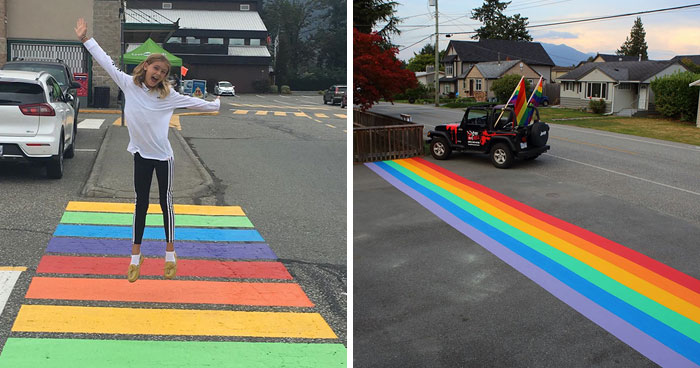 The City Council In A Canadian Town Voted Down A Rainbow Crosswalk, Citizens Found A Loophole And Painted 16 Of Them