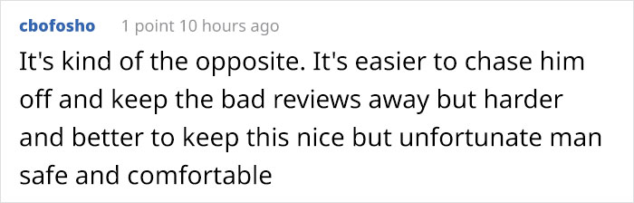 Customer Leaves 1-Star Because A Homeless Man Hangs Out By The Entrance, Gets Shut Down By The Business Owner
