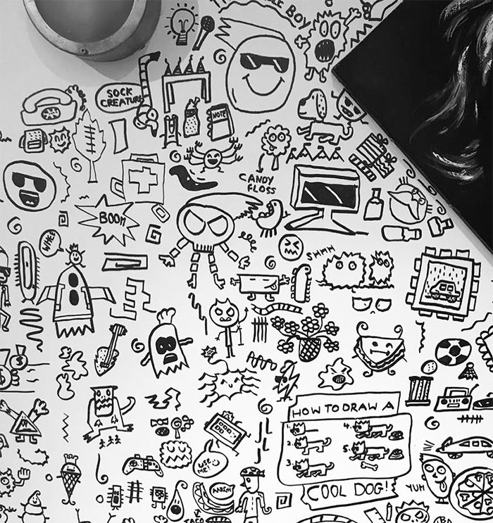 9-Year-Old Kid Who Kept Getting In Trouble For Doodling In Class Gets A Job Decorating A Restaurant With His Drawings 9-Year-Old Kid Who Kept Getting In Trouble For Doodling In Class Gets A Job Decorating A Restaurant With His Drawings