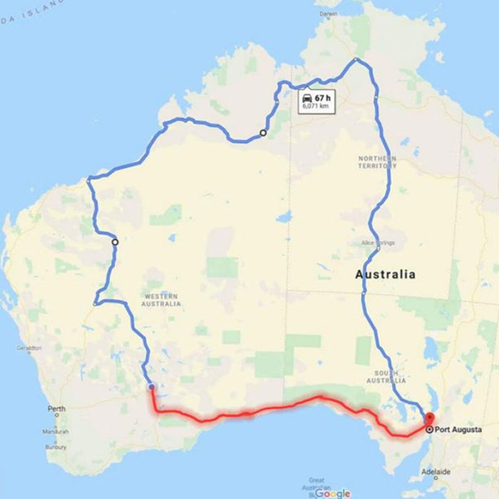  The Red Line Is The Normal Way That's Currently Closed Due To Bushfire, The Blue Is The Next Fastest Sealed Road