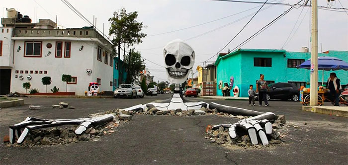 Huge Skeletons Rise From The Ground In Mexico For The Day Of The Dead