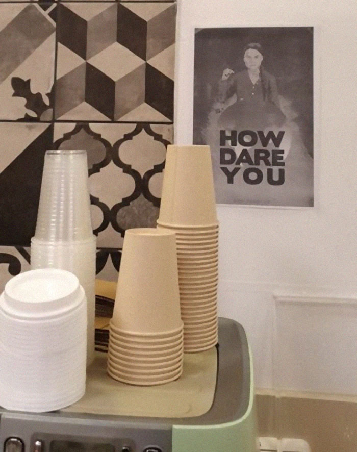 Office Workers Are Being Deterred From Using Plastic By These Photos Of Greta Thunberg Office Workers Are Being Deterred From Using Plastic By These Photos Of Greta Thunberg