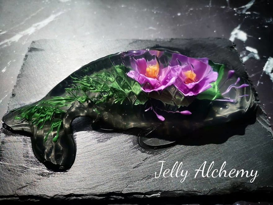 I Handcraft Realistic Floral 3D Jelly Koi Ponds, Birds And Characters.
