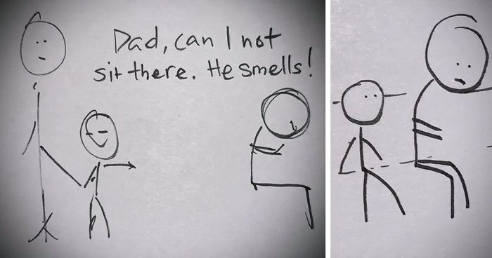 Dad Shows What To Tell Kids If They Complain Strangers Are ‘Smelly’ In A Comic