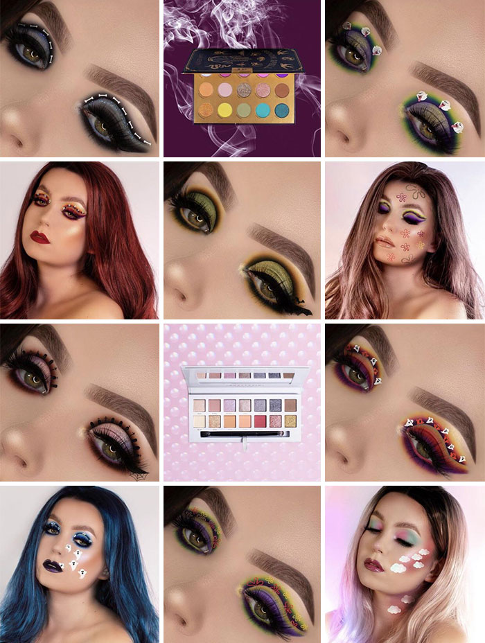 This “Mua” Got Called Out On Twitter For Photoshopping Entire Makeup Looks. Have A Look At The Closeups - The Angle And Eyebrows Are Exactly The Same In Each Photo. She Claims All The Intricate Designs Are Hand Drawn & Deletes Any Comments That Ask About Photoshop/Editing