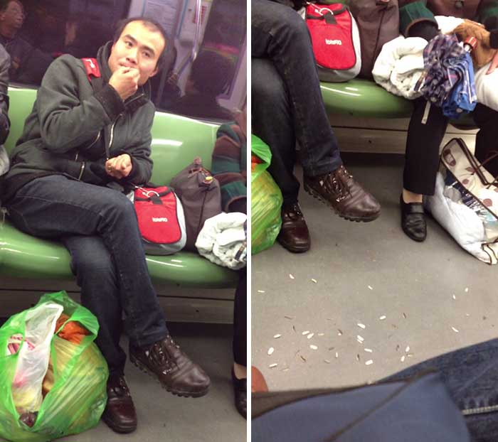 Buttwipe On The Subway Eats Sunflower Seeds And Tosses The Shells All Over The Train
